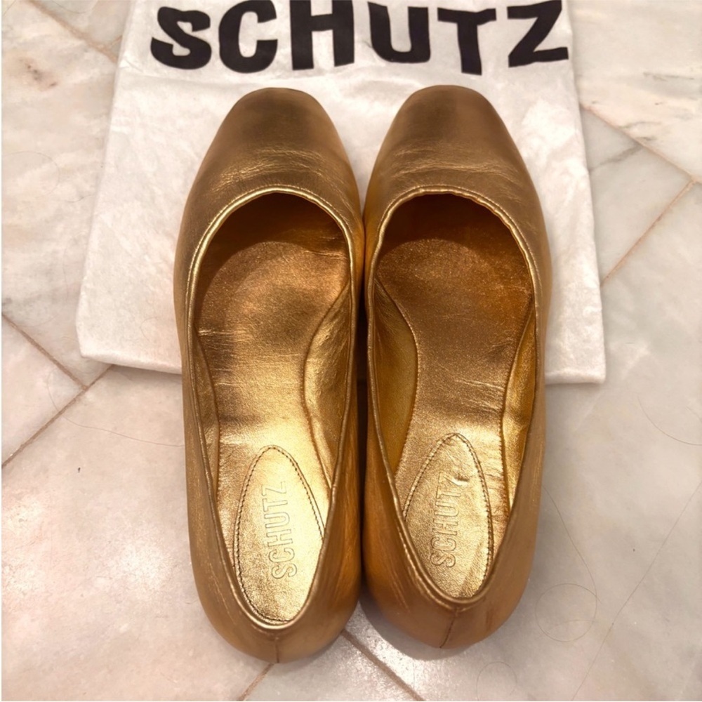 ❤️🔥Schutz - Gold Touro Ballet Flats - 9.5 - Picture 4 of 5